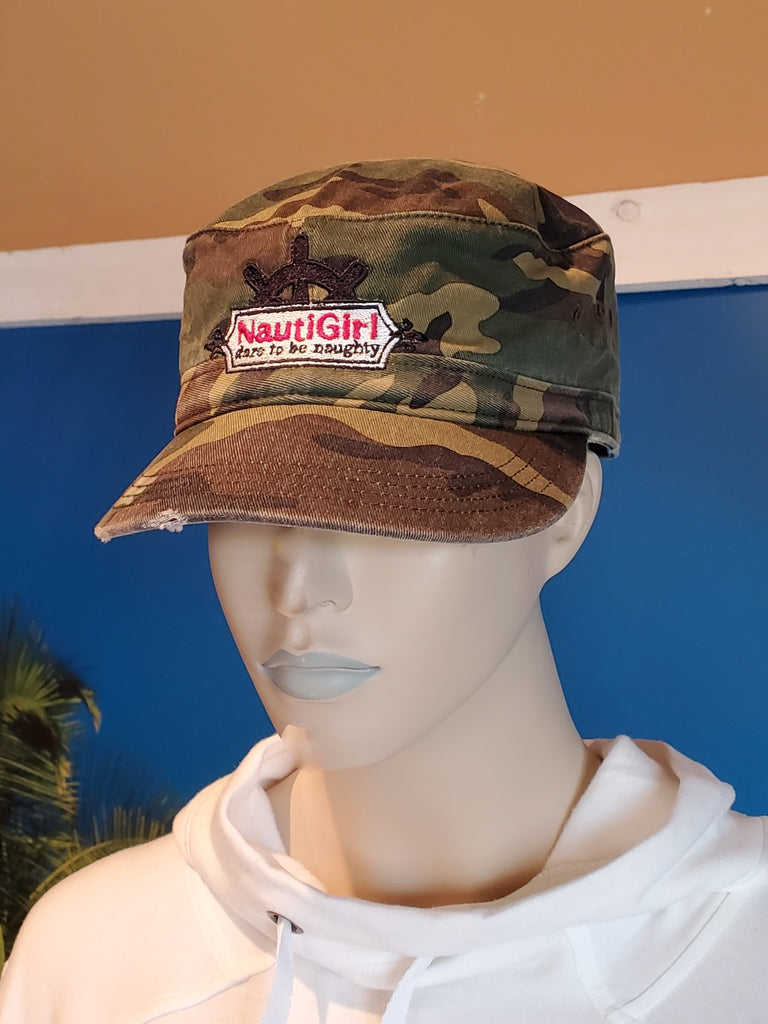 Military Distressed Camo Print Hat