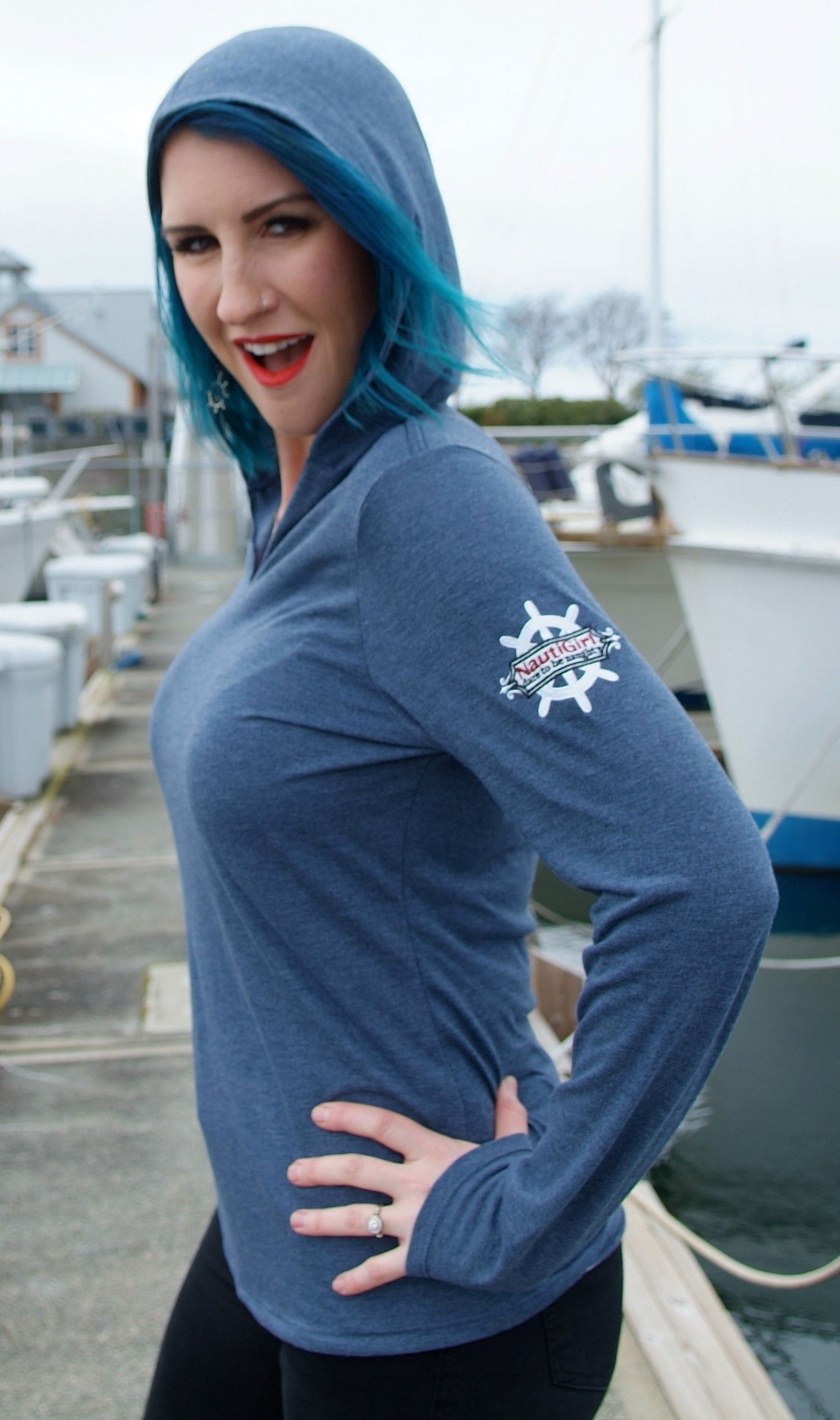 Super Soft sexy long sleeved tshirt with hoodie NautiGirl Brands